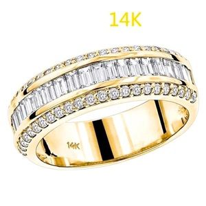 Ravishing White Sapphire 14 Karat Gold Engagement Anniversary Him/Her Size 5.5